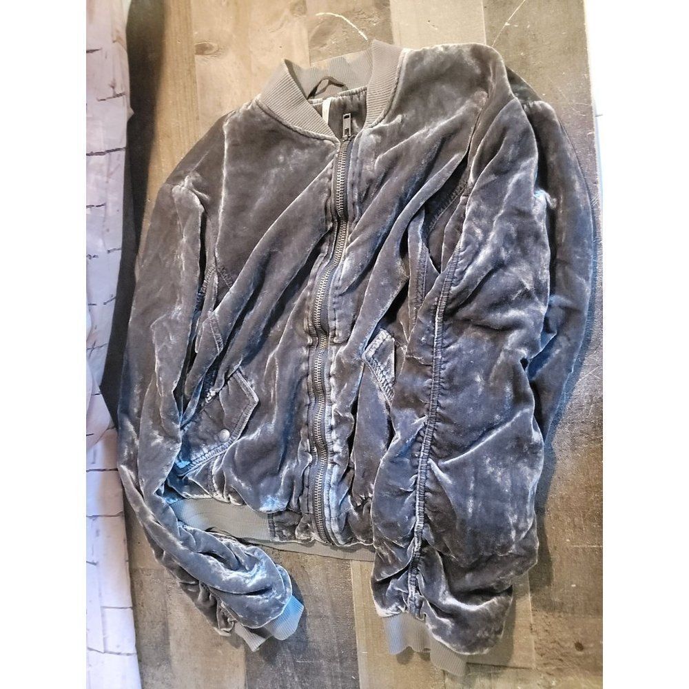 Free People velvet grey bomber‎ jacket womens